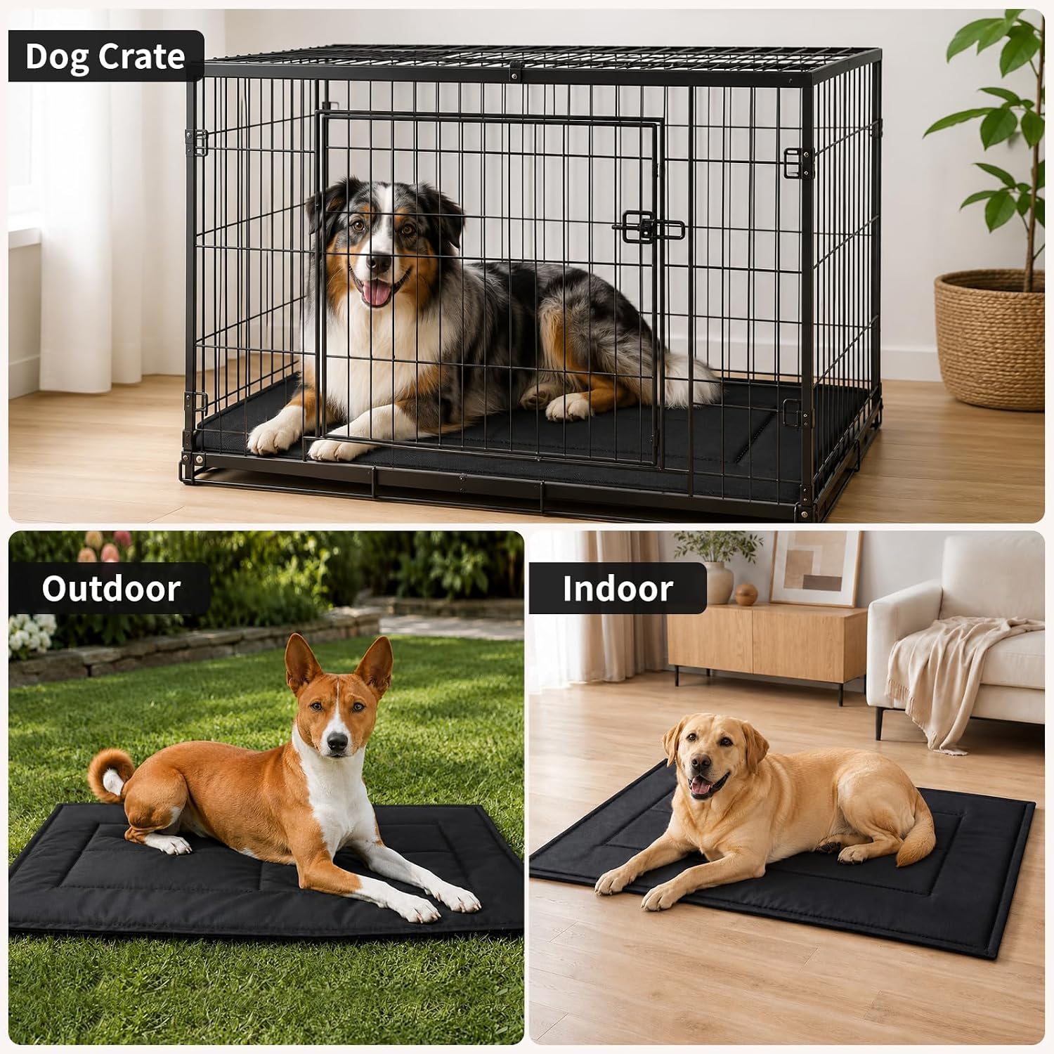 Chew Proof Dog Crate Pad, Indestructible Dog Bed for Aggressive Chewers, Waterproof Machine Washable Dog Kennel Pad (29x18 in)