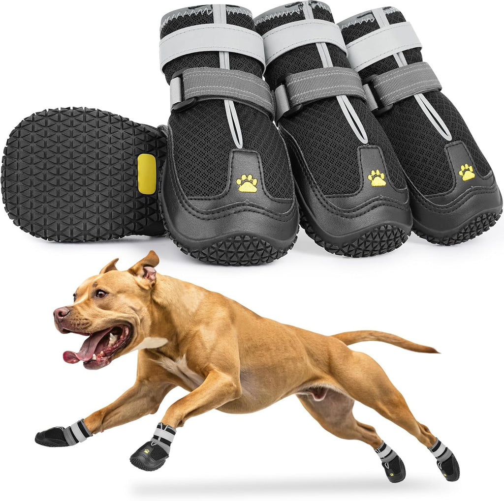Dog Shoes for Large Medium Dogs, Dog Boots for Hot Pavement Size6 | Breathable Paw Protectors for Summer Walking Hiking Winter Snow Outdoor, No Slip Reflective Booties for Hardwood Floor