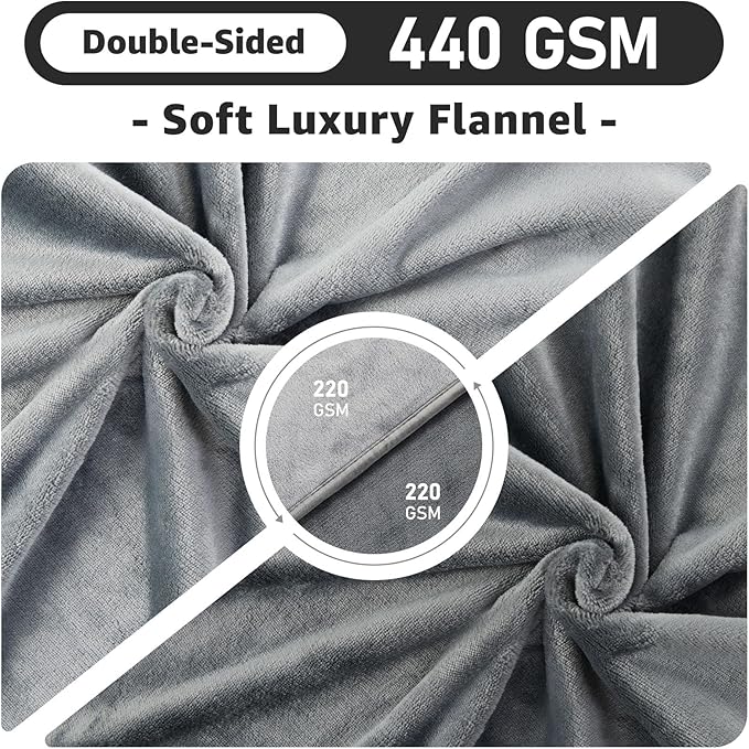 LOOBANI Waterproof Blanket for Bed: Reversible Soft Flannel Queen Bed Blanket 80" x 90", Waterproof Dog Blankets for Large Dogs, Spill-Proof Cover for Furniture Protection, Movie Time, Grey
