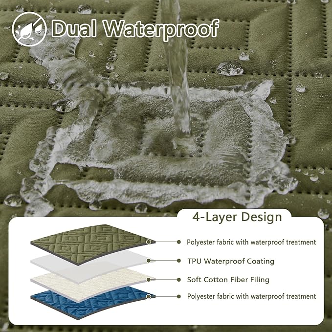 hyha Waterproof Dog Blanket, Soft Pet Bed Blankets, Waterproof Sofa Couch Cover for Dogs Washable, Reversible Pet Couch Covers for Sofa Furniture (68x82 Inch, Green/Navy Blue)