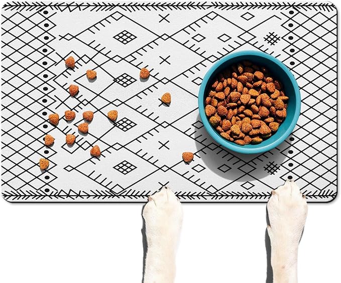 Absorbent Pet Dog Bowl Mat for Food and Water, Pet Cat Food Feeding Mat with Non Slip Rubber Backing, Dog Food Mats for Floors Waterproof, 12"x20"