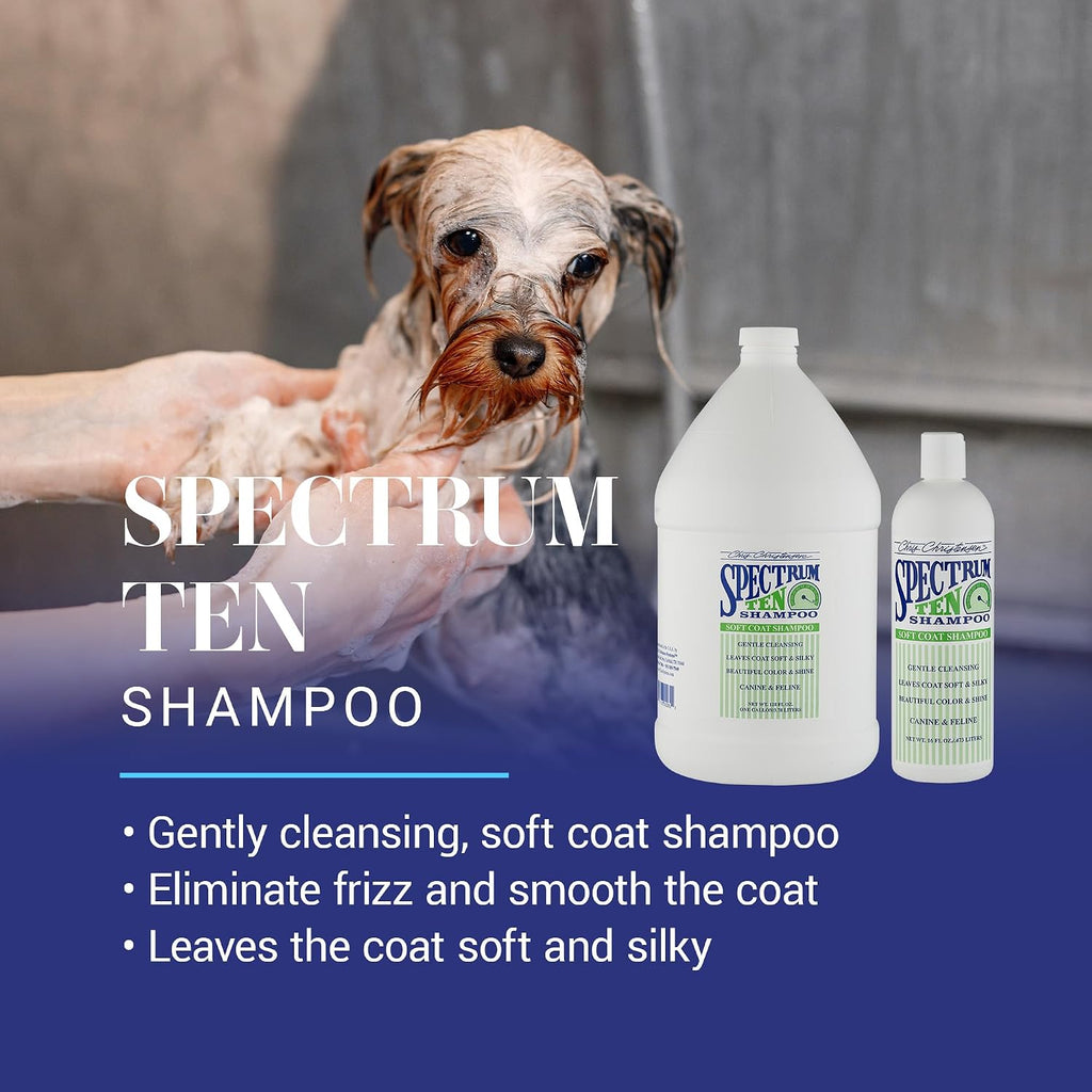 Chris Christensen Spectrum Ten Dog Shampoo, Groom Like a Professional, Gentle Cleansing, Gorgeous Shine, Made in USA, 473ml
