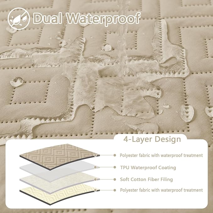 hyha Waterproof Dog Blanket, Soft Pet Bed Blankets, Waterproof Sofa Couch Cover for Dogs Washable, Reversible Pet Couch Covers for Sofa Furniture (82x102 Inch, Taupe/Beige)