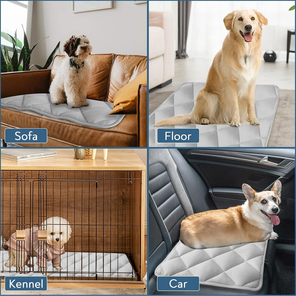 Magik & Kover 42" x 28" Dog Crate Pad and Dog Cooling Mat 2 Pack Grey