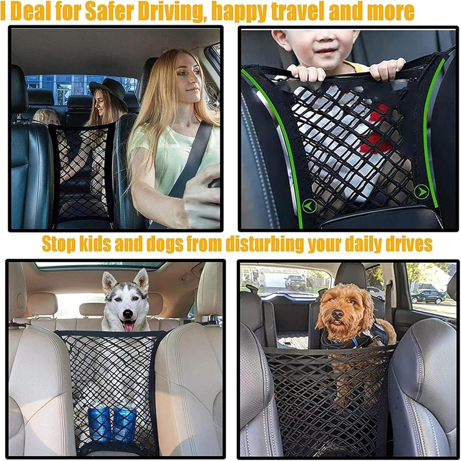 1 Pcs Car Barrier for Ford Explorer Tremor 2026 2025-2024, Dog Guard Net Organizer Back Seat Divider Universal Elastic Safety Mesh Storage Pocket