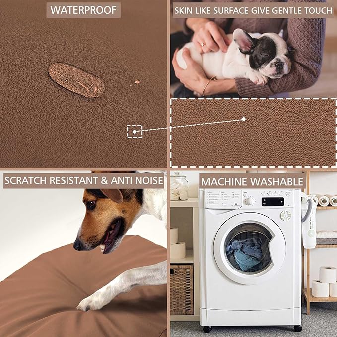 Dog Bed Cover Waterproof Replacement Machine Washable Covers for Dog Bed Heavy Duty Scratch Resistant Mattress Protector Pet Bed Round 30x30 Inch Cover Only Brown