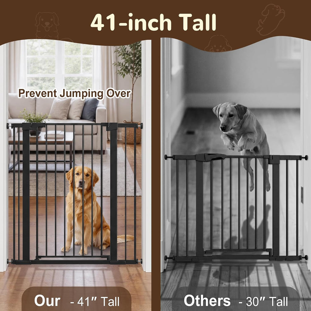 41” Extra Tall Baby Gate for Stairs 29.7-40.6" Wide Dog Gate | Auto Close, Pressure Mount Pet Gates for Doorways No Drilling, Indoor Extra Tall Child Safety Gates for Pets/Kids, Anti-Jump