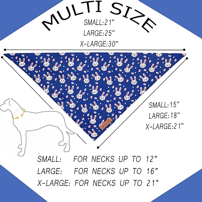 Realeaf Easter Dog Bandanas 2 Pack, Triangle Reversible Pet Scarf for Boy and Girl, Premium Durable Fabric, Holiday Bandana for Medium and Large Dogs (Large)