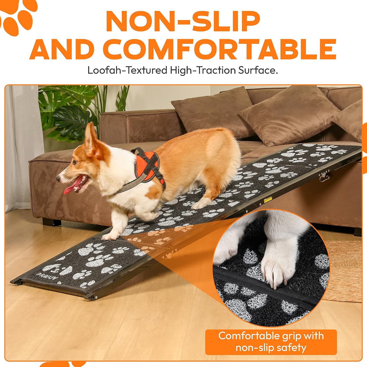 Upgraded Dog Ramp for Car 71"x17.2" Wide Portable Folding Pet Ramp with Non-Slip Surface. Extra Wide Portable Ramp for Large, Small & Senior Dogs to Get in Cars, SUVs, Trucks & Beds, Up to 250LBS