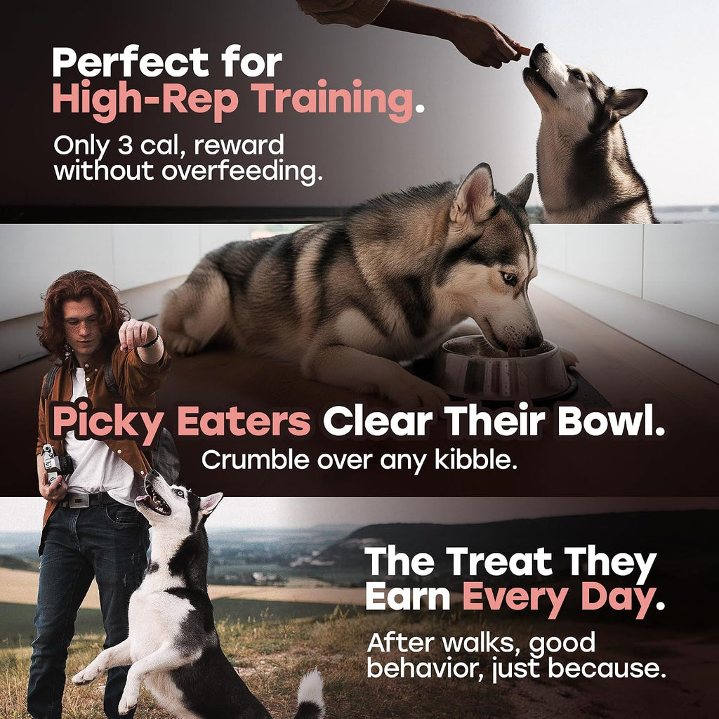Freeze-Dried Raw Salmon Dog Treats - Single Protein, Grain-Free | Wild-caught salmon with sweet potato and omega-3; no fillers; training reward or kibble topper