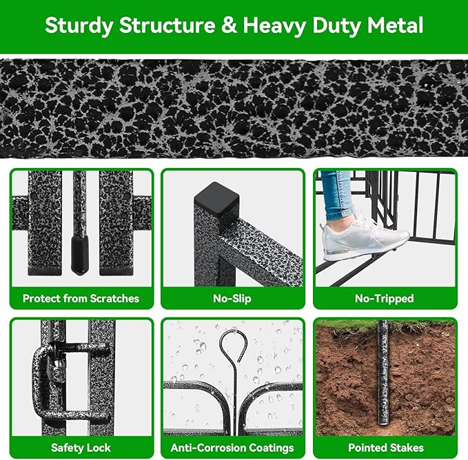 Heavy Duty Dog Playpen: 24 Steel Panels 40" Height, Square Steel Pipe with Reinforced Crossbars, 54FT 227 Sq.ft Portable Fence for Yard RV Camping, Snowy Black