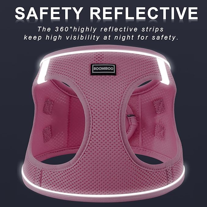 BOOMIBOO Dog Harness with Leash Set, No Pull Adjustable Reflective Step-in Puppy Pet Vest Harnesses for Small Medium Large Dogs and Cats,Blue S