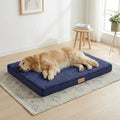 Patas Lague Orthopedic XL Dog Bed Large Sized Dog 48''X30'', Soft Waterproof Egg Crate Foam Large Pet Crate Beds Mat with Removable Washable Cover and Non-Slip Bottom, Navy Blue