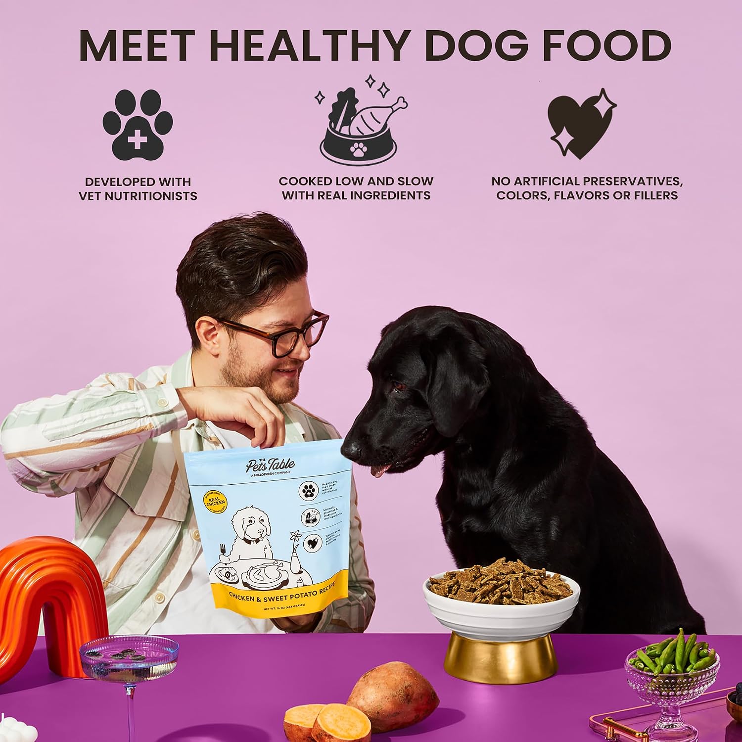 Bundle of Chicken Air-Dried Dog Food, 48oz + Chicken Air-Dried Dog Treats, 5oz + Probiotic Soft Chews Duck Flavored Gut Health Supplement for Dogs, 60 Chews (Pack of 3)
