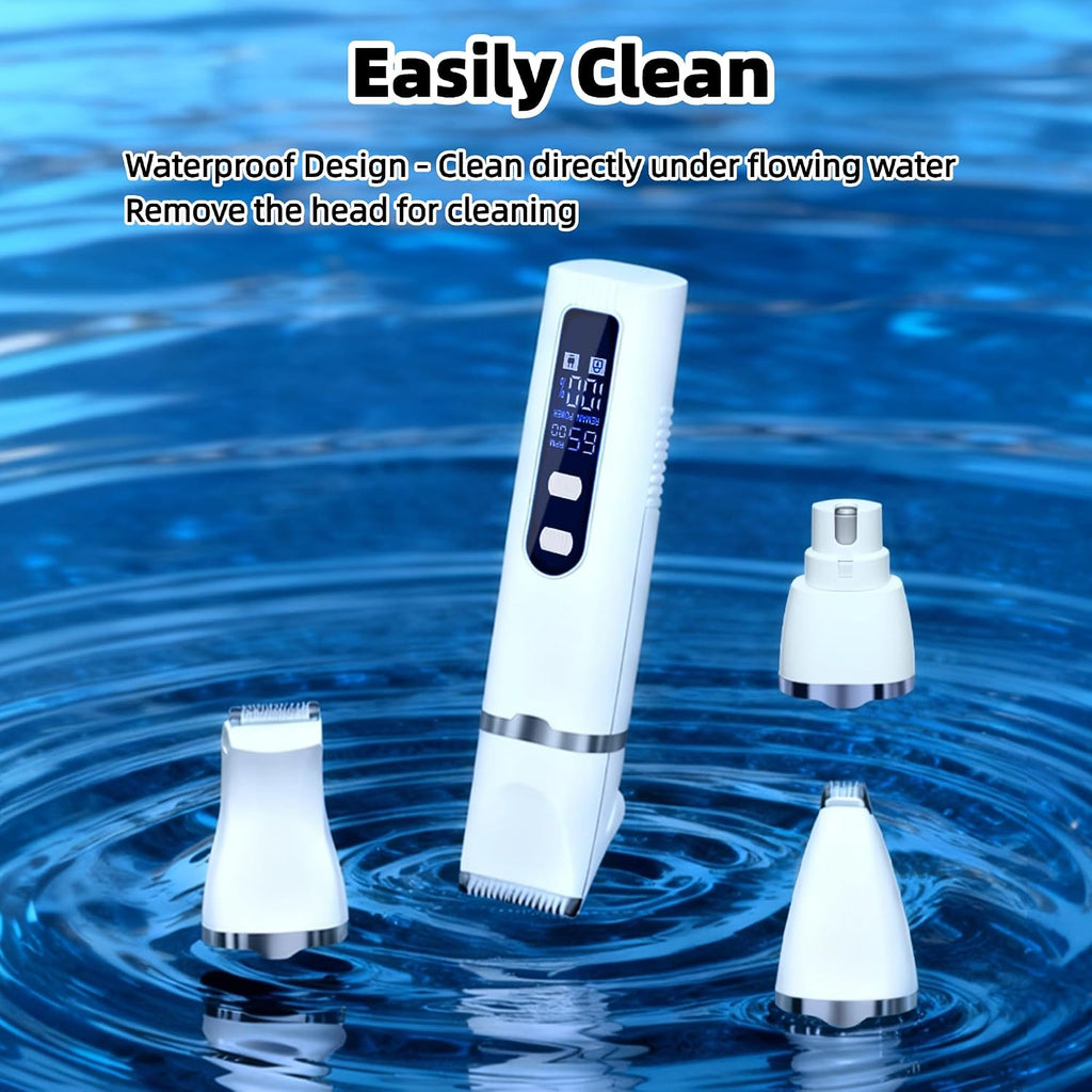 Dog Grooming Kit Hair Clipper with LCD Display - Low Noise Pet Hair Trimmer, Dog Nail Grinder Clippers for Grooming, Rechargeable Cordless Waterproof Paw Trimmer for Cats