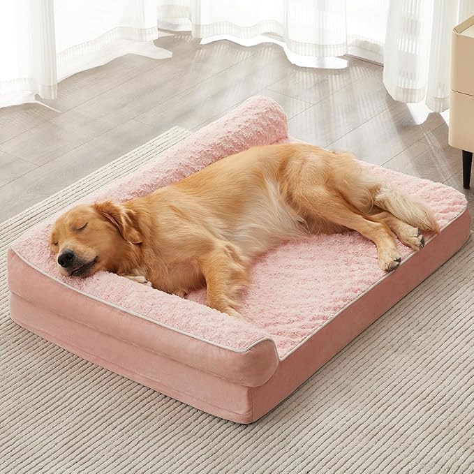 BFPETHOME Orthopedic Dog Beds for Large Dogs-Waterproof Sofa Dog Bed with Removable Washable Cover, Large Dog Bed with Waterproof Lining and Nonskid Bottom,Pet Bed for Large Dogs