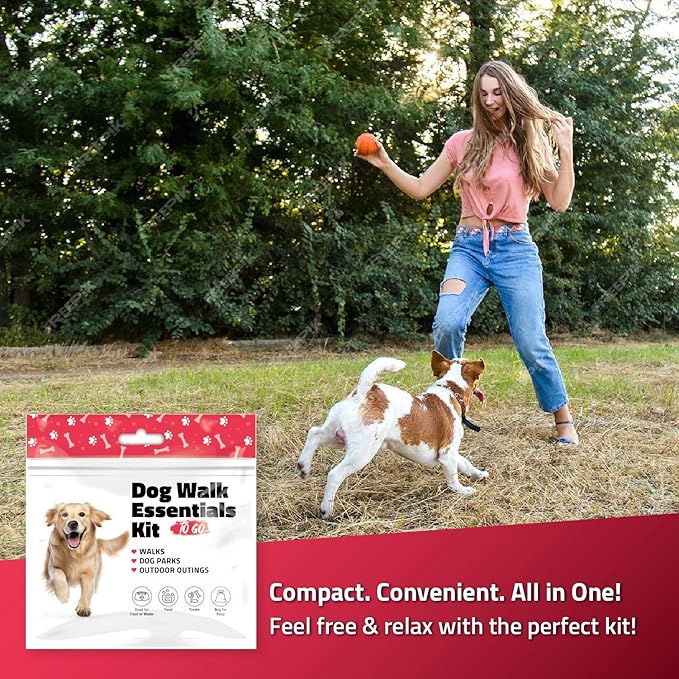 pH Advantage Dog Walking Essentials Kit – Includes Poop Bags, Disposable Water Bowl, Treats & Food – Travel-Friendly Pack Perfect for Walks, Hiking & Unexpected Emergencies - Red Style (5)
