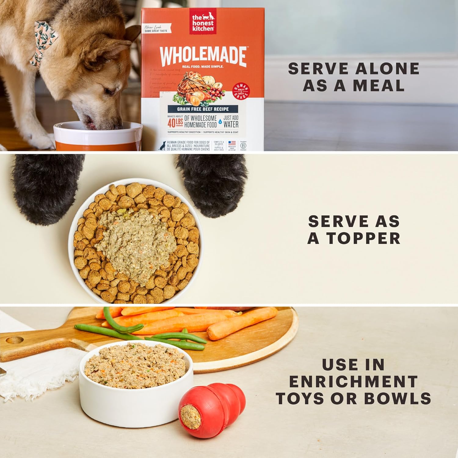 The Honest Kitchen Human Grade Wholemade™ Dehydrated Whole Grain Dog Food – Complete Meal or Dog Food Topper – Turkey 4 lb (Makes 16 lbs)