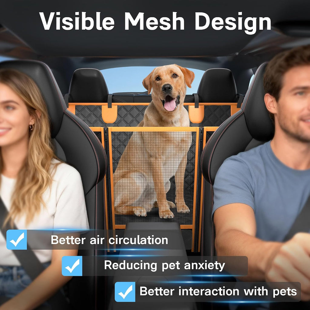 Dog Seat Cover for Back Seat, Hard Bottom Back Seat Extender, 100% Waterproof & Machine Washable, 600D Heavy Duty, Supports 400lbs for Travel & Camping, Dog Back Seat Pet Cover for Cars