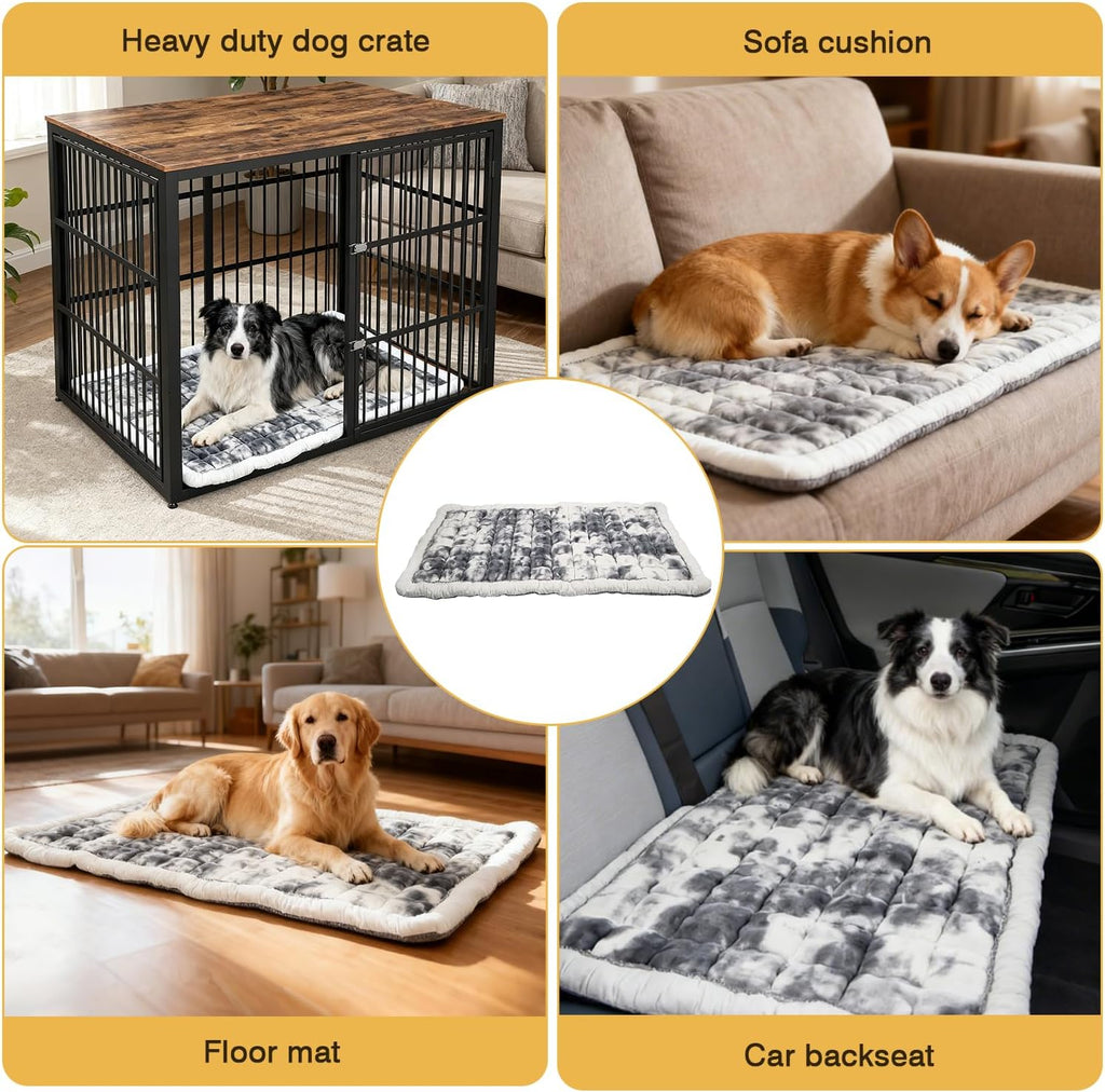 Washable Dog Bed Mat ，Upgraded Non-Slip Durable Dog Bed，Soft and Comfortable, Machine Washable Luxury Kennel Pad，Design Kennel Beds Mats for Large Medium Small Pets ，38" x 24"