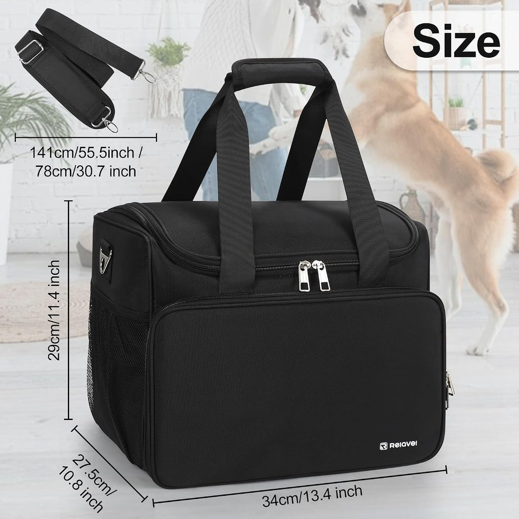 TANTO Dog Grooming Vacuum Bag, Extra Large Pet Tool Bag with Compartments | Professional Travel Animal Groomer's Tool kit Bags for Supplies - for Dogs, Cat & Pet Groomers( Black)