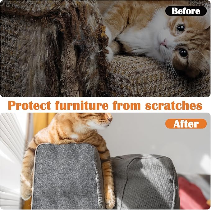 Cat Scratch Furniture Protector - 40" x 13.8" Trimmable Self-Adhesive Cats Claws Scratch Pads, DIY Cat Climbing Couch Protector for Scratch Post Cat Tree Replacement Indoor (Light Gray)