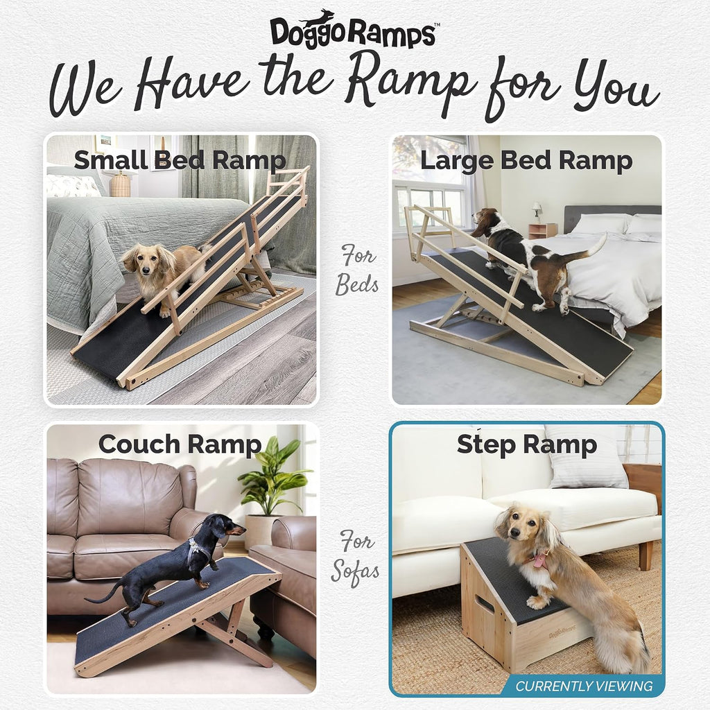Step-Ramp for Dogs - Solid Hardwood with 3 Finish Options - Dog Ramp & Step Combination with Storage Cubby to Save Space, For Dogs Who Could Use a Helping Step Up - Made in North America