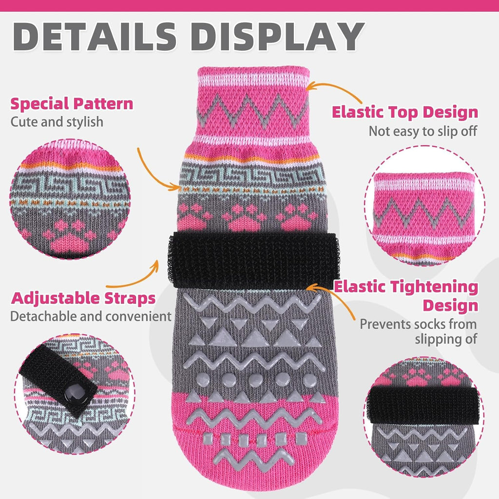 Dog Socks Shoes for Hot Pavement, Breathable & Warm Winter Dog Booties to Prevent Licking Paws for Small Medium Large Senior Dogs,Non Slip Grippy Pet Boots & Paw Protectors for Hardwood Floor
