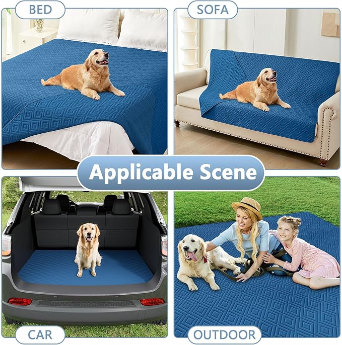 hyha Waterproof Dog Blanket, Soft Dog Bed Cover Pet Blankets, Waterproof Sofa Couch Cover for Dogs Washable, Reversible Pet Couch Covers for Sofa Furniture (82x102 Inch, Navy Blue/Navy Blue)