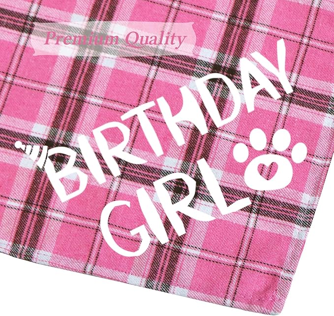 STMK Dog Birthday Outfits, Multi Size Dog Birthday Hat Dog Birthday Girl Bandana Bow Tie Birthday Numbers for Large Extra Large Dogs Pets (Pink, X-Large)