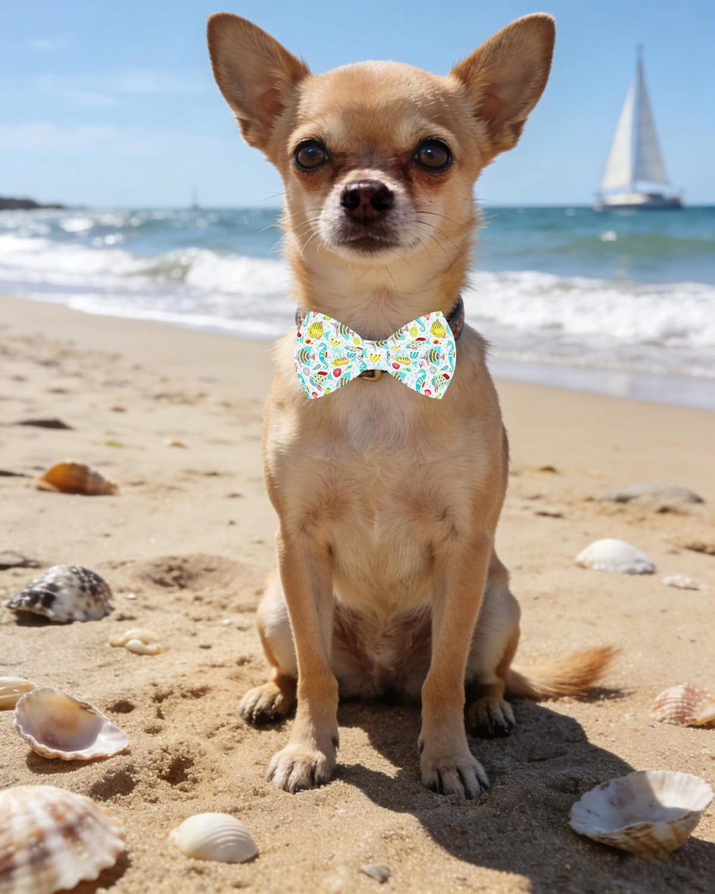 PET SHOW 10 Pack Ocean Animals Dog Bowties for Small Dogs Sliding on Collar | Quality polyester,for medium pets,holiday birthday party grooming accessories