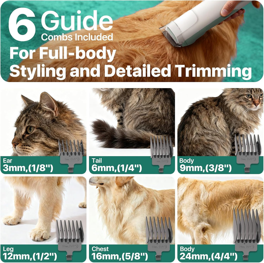 Buenkee Dog Grooming Vacuum Kit, 15000Pa Clipper, Shedding Brush, 2L, Green | Brush, trim and deshed at home with less flying fur, mess-control suction and fewer emptying breaks during longer sessions