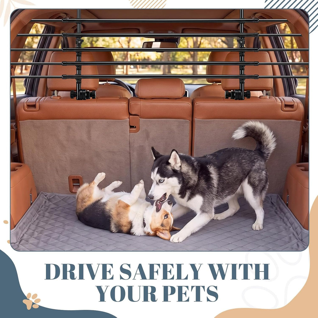 Eccliy Adjustable Dog Car Barrier for SUV, Vehicle, Trucks, Universal-fit Guard Gate Travel Barrier Large Size Dogs, Heavy Duty Carbon Steel Pet Divider for Cargo Area 32" to 55" Width