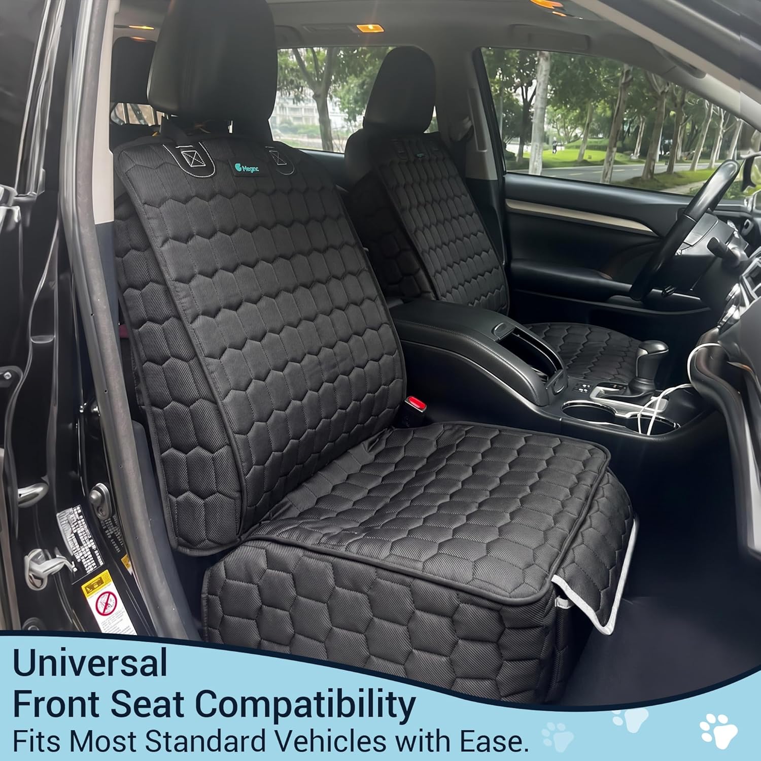 Meginc 2-Pack Front Seat Covers for Dogs, Waterproof Car Seat Protectors | 600D Oxford dog car seat covers with side flaps; non-slip, scratch-resistant captain chair covers for cars, SUVs and trucks