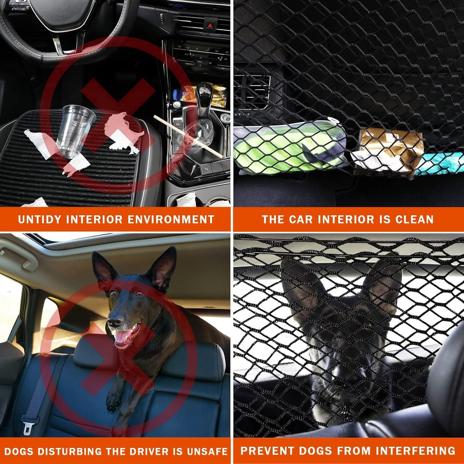 Car Dog Barrier for Mitsubishi Eclipse Cross 2018 2019 2020 2021 | Avoid driving distractions, constructed of stretchable scratch-proof mesh, tool-free installation.