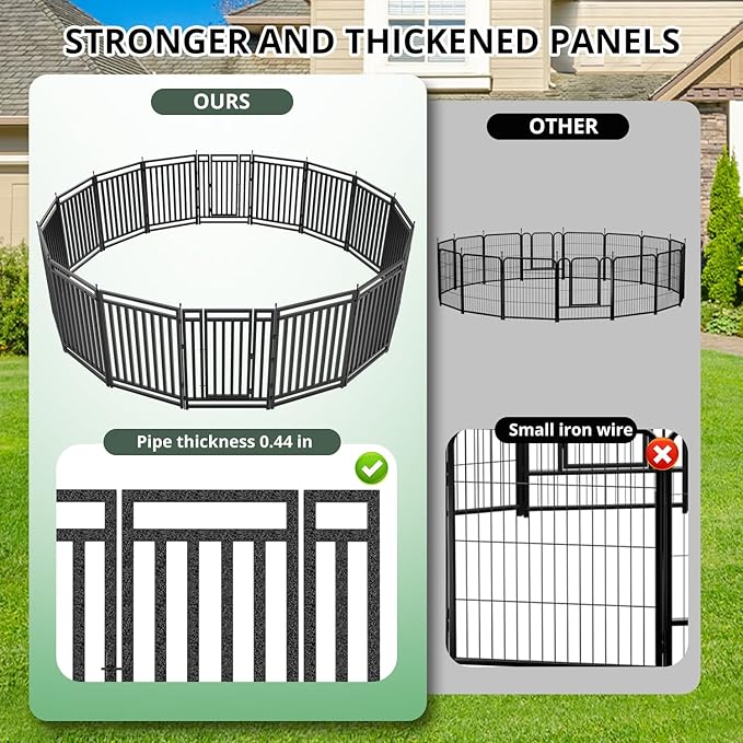Dog Playpen Metal Dog Fence Outdoor for Yard 32" Height 8 Panels Portable Dog Pen Pet Kennel for RV Camping(Black-Silver)