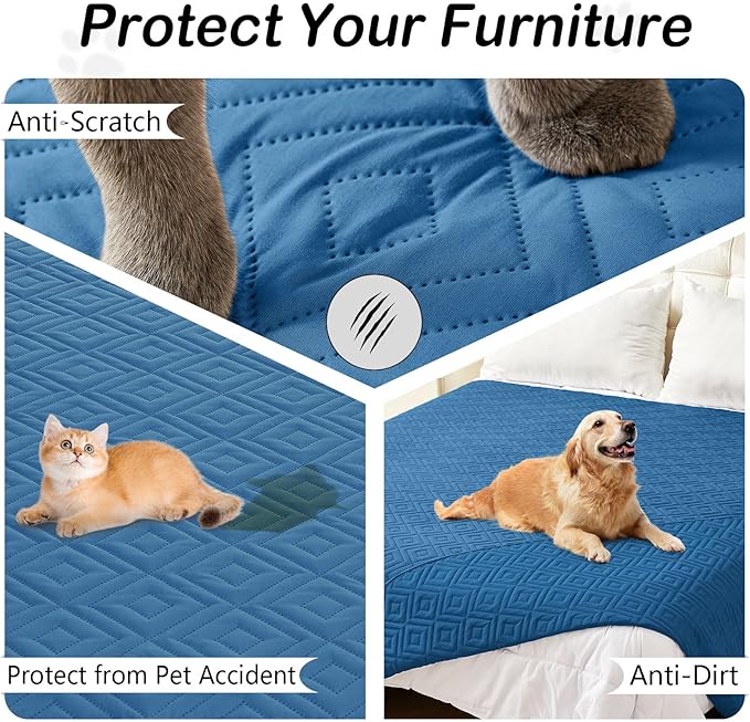 hyha Waterproof Dog Blanket, Soft Dog Bed Cover Pet Blankets, Waterproof Sofa Couch Cover for Dogs Washable, Reversible Pet Couch Covers for Sofa Furniture (40x70 Inch, Navy Blue/Navy Blue)