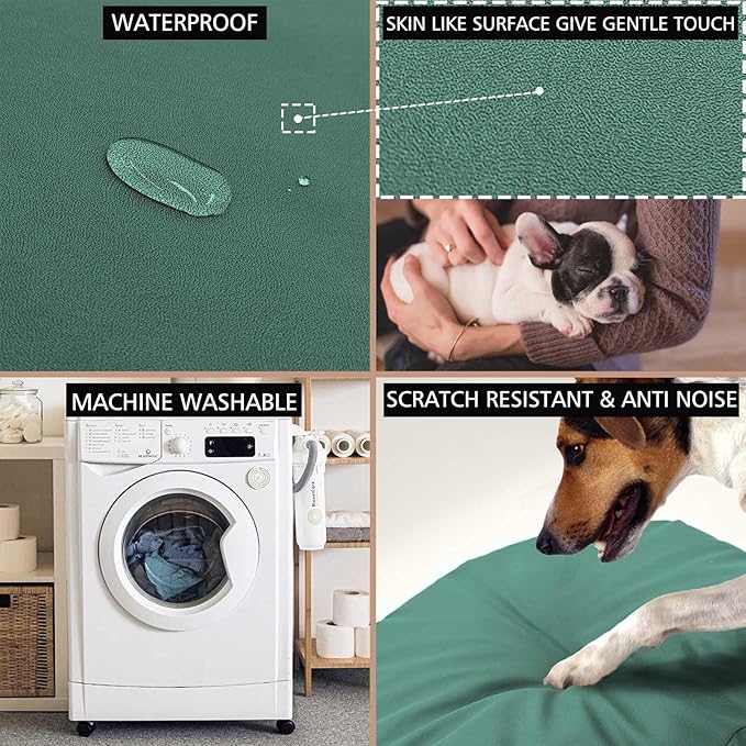 Dog Bed Cover Waterproof Replacement Machine Washable Covers for 54x44 Inch Dog Bed Heavy Duty Scratch Resistant Mattress Protector Pet Bed Cover Only Dark Green