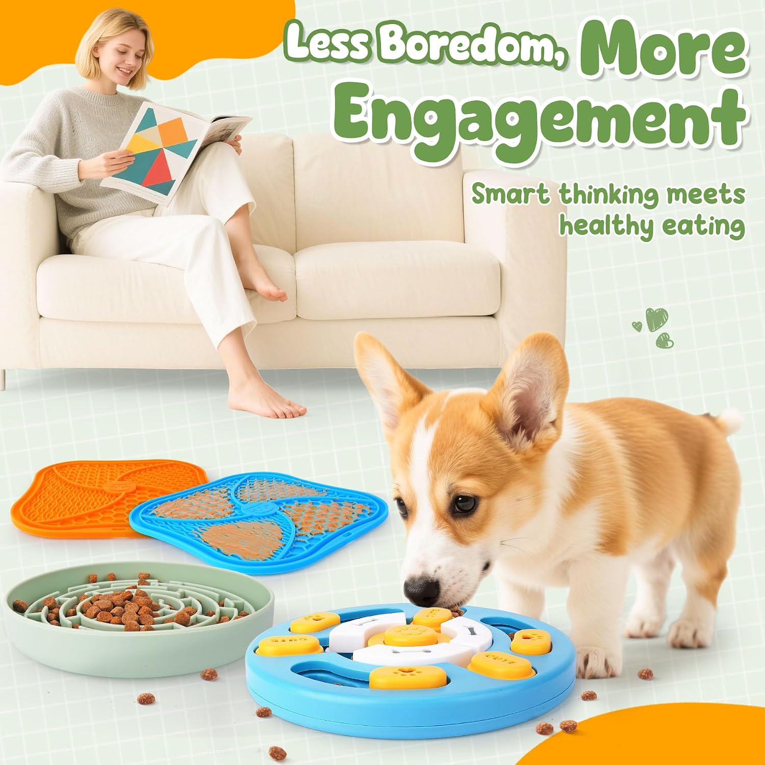 KIPRITII Dog Enrichment Toys with Lick Mat, Puzzle Toy & Slow Feeder | For Small & Medium Dogs,Healthy Eating Habits,Mental Stimulation,Keeps Dogs Engaged