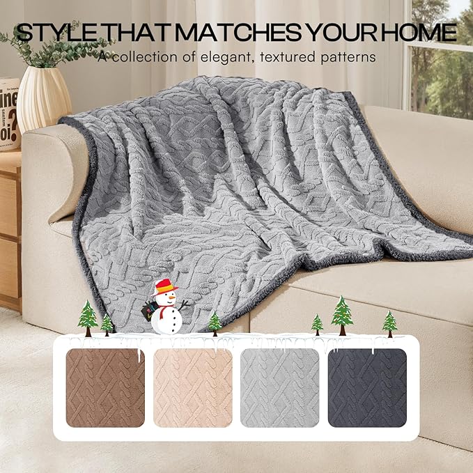 Luciphia Waterproof Pet Blanket, Liquid Pee Proof Dog Blankets for Sofa Bed Couch, Reversible Sherpa Fleece Furniture Protector Cover for Small Medium Large Dogs Cats,Light Grey Small（40" x 28"）