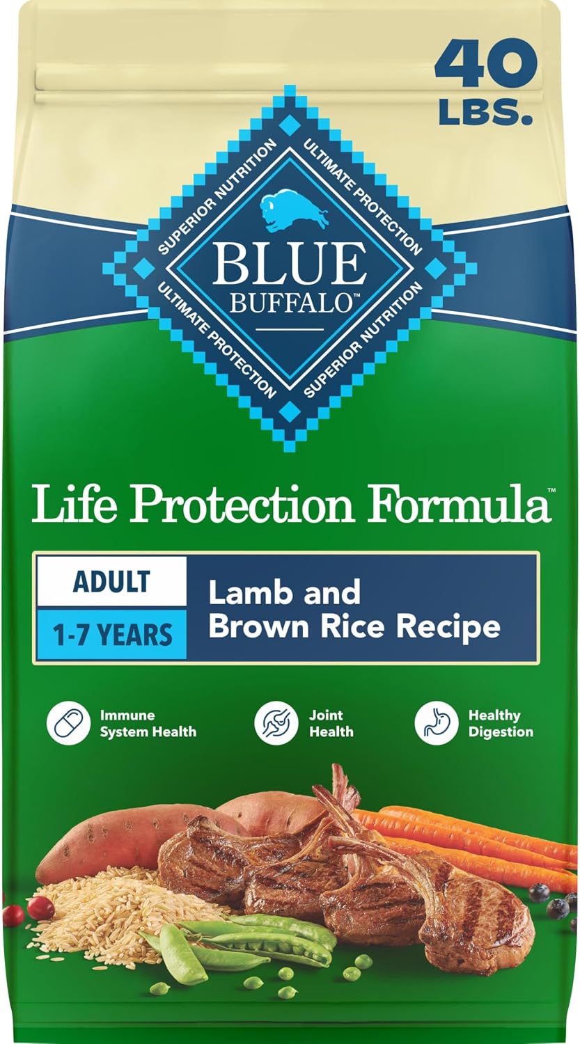 Blue Buffalo Life Protection Formula Lamb Adult Dry Dog Food, 40 lb | Real Lamb #1 Ingredient, Supports Immunity with Antioxidant-Rich LifeSource Bits, Promotes Healthy Muscle Development