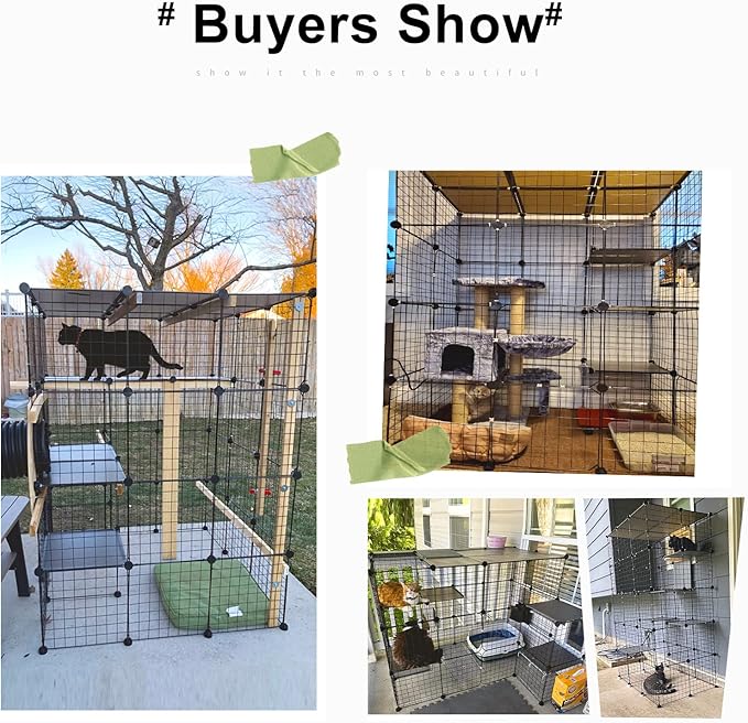 Oneluck 55 Inch Catio Outdoor Cat Enclosure with Super Large Enter Door, Balcony Cat Playpen with Platforms,DIY Outside Cat Patio Large Exercise Place Ideal for 1-3 Cats