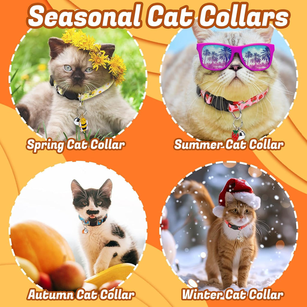 18 Pcs Holiday Cat Collars Halloween Cat Collars Breakaway with Bell | Adjustable Kitten Collar with Plastic Buckle for Holiday Pet Cat Costume,Multicolor