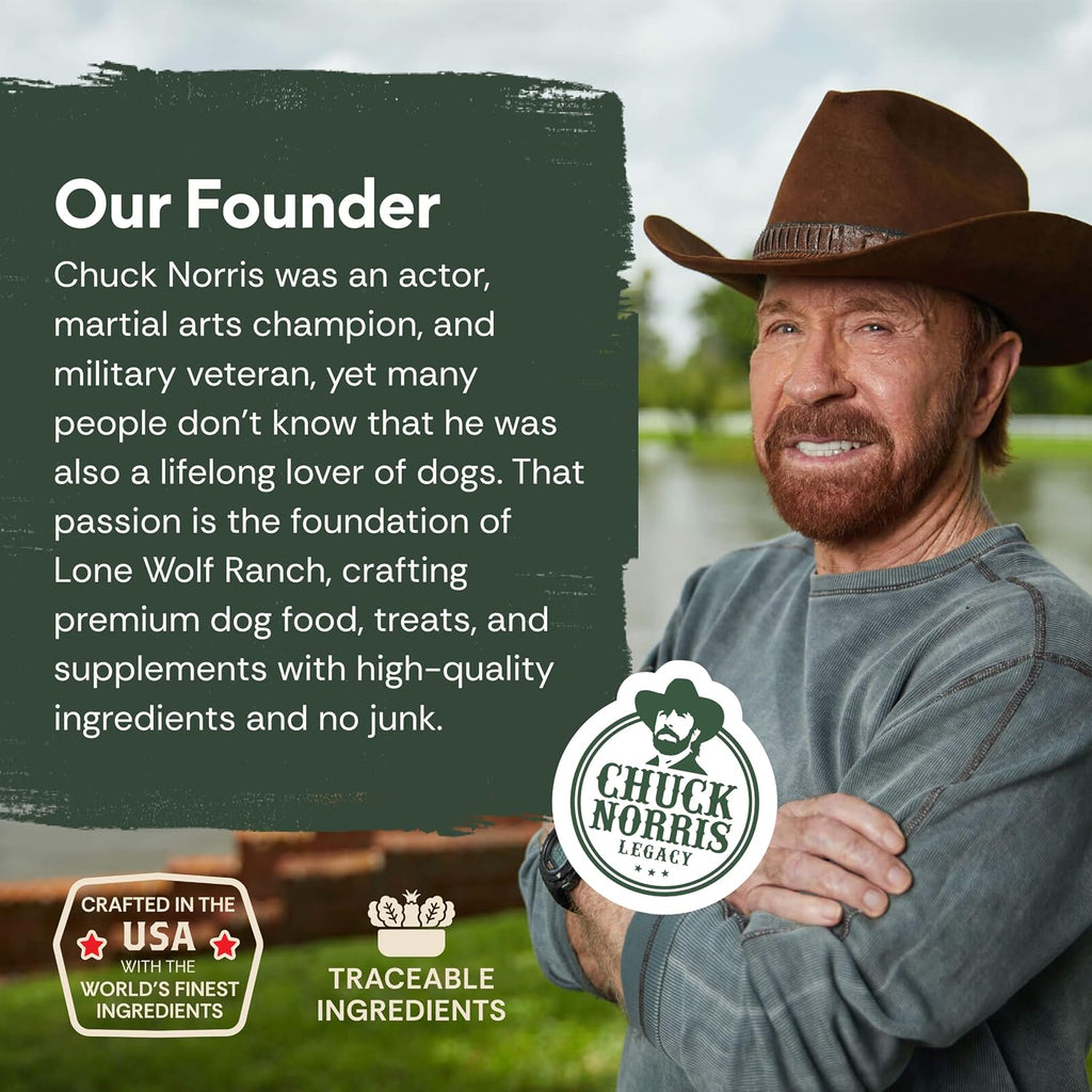Chuck Norris Power Foods Complete Air-Dried Dog Food, High-Protein Recipe with Superfoods, Glucosamine, Probiotics & Postbiotics for Full-Body Adult Dog Nutrition, Beef 24oz
