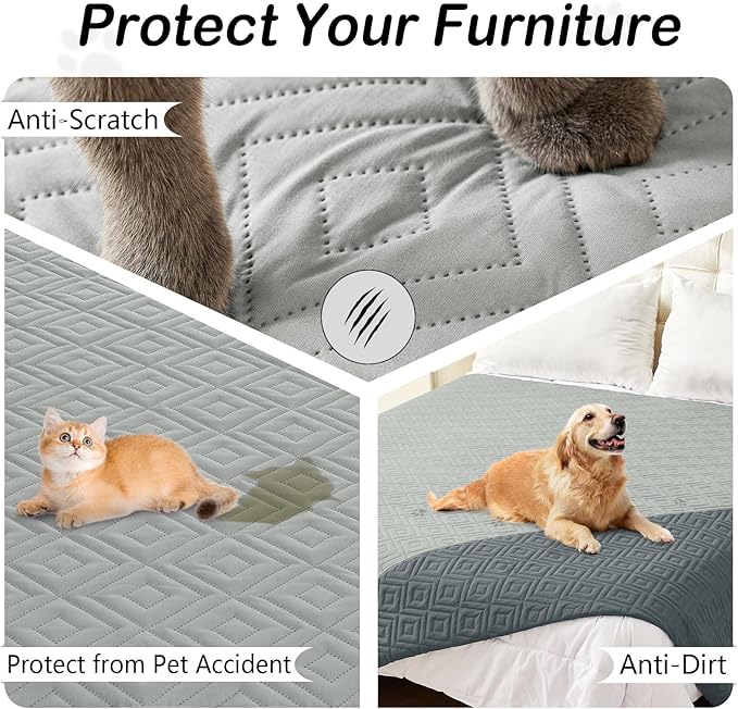 hyha Waterproof Dog Blanket, Soft Dog Bed Cover Pet Blankets, Waterproof Sofa Couch Cover for Dogs Washable, Reversible Pet Couch Covers for Sofa Furniture (40x80 Inch, Grey/Dark Grey)