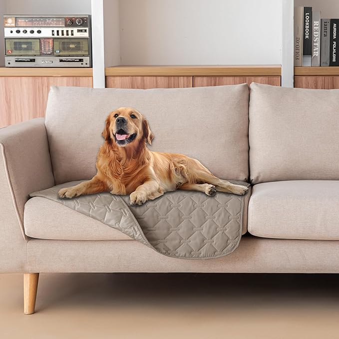 gogobunny 3X Stronger Waterproof Pet Blanket, Scratch Proof Furniture Protector for Dogs Cats, Reversible Cover 30x30 Inch, Dark Stone