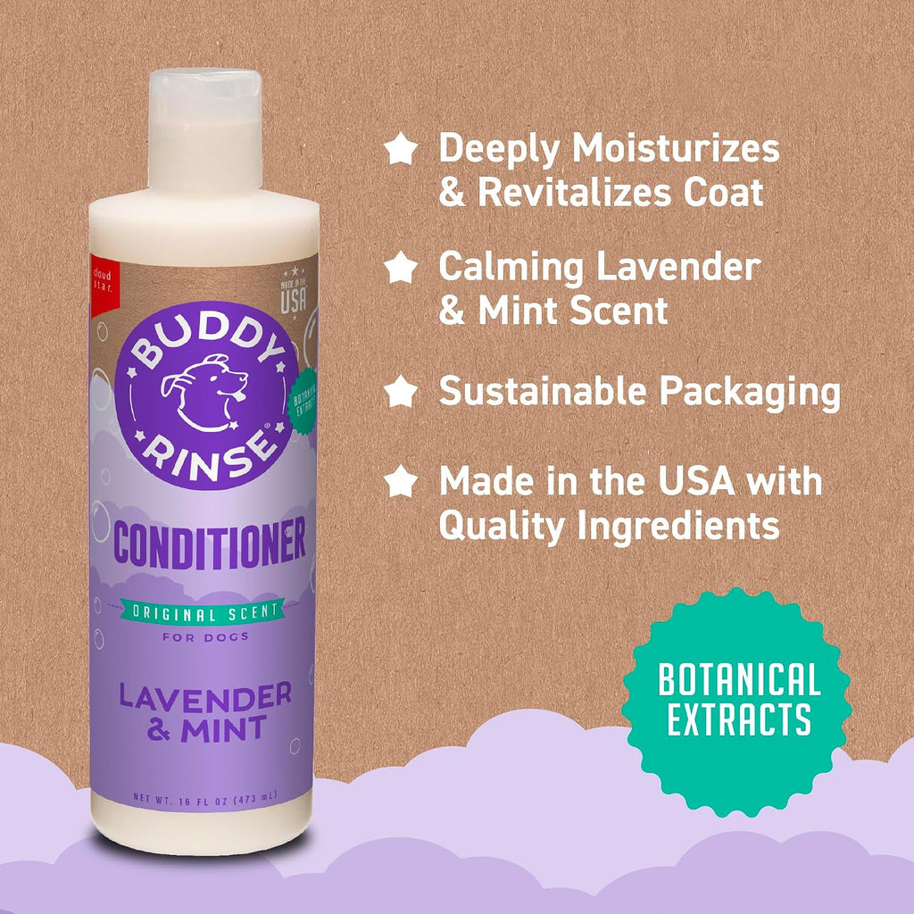 Buddy Rinse Conditioner for Dog Grooming Dog, Lavender & Mint, 16 oz. Bottle