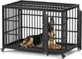 VERIFURTY 48 Inch Heavy Duty Dog Crate for Large Dogs with Self-Locking Latch, Escape-Proof Steel Kennel Indoor, XL Large Double Door Metal Pet Cage with Wheels