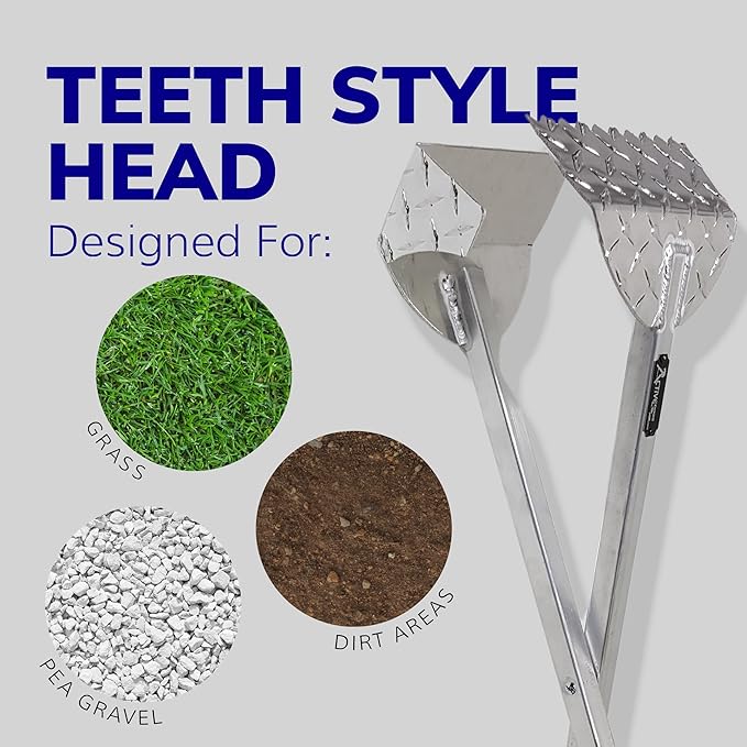 ActiveDogs Dog Poop Scooper Heavy Duty - Best Ever Dog Pooper Scooper with Teeth - Outdoor Welded Aluminum Metal & Solid Bolt Pet Waste Removal Shovel, USA Made