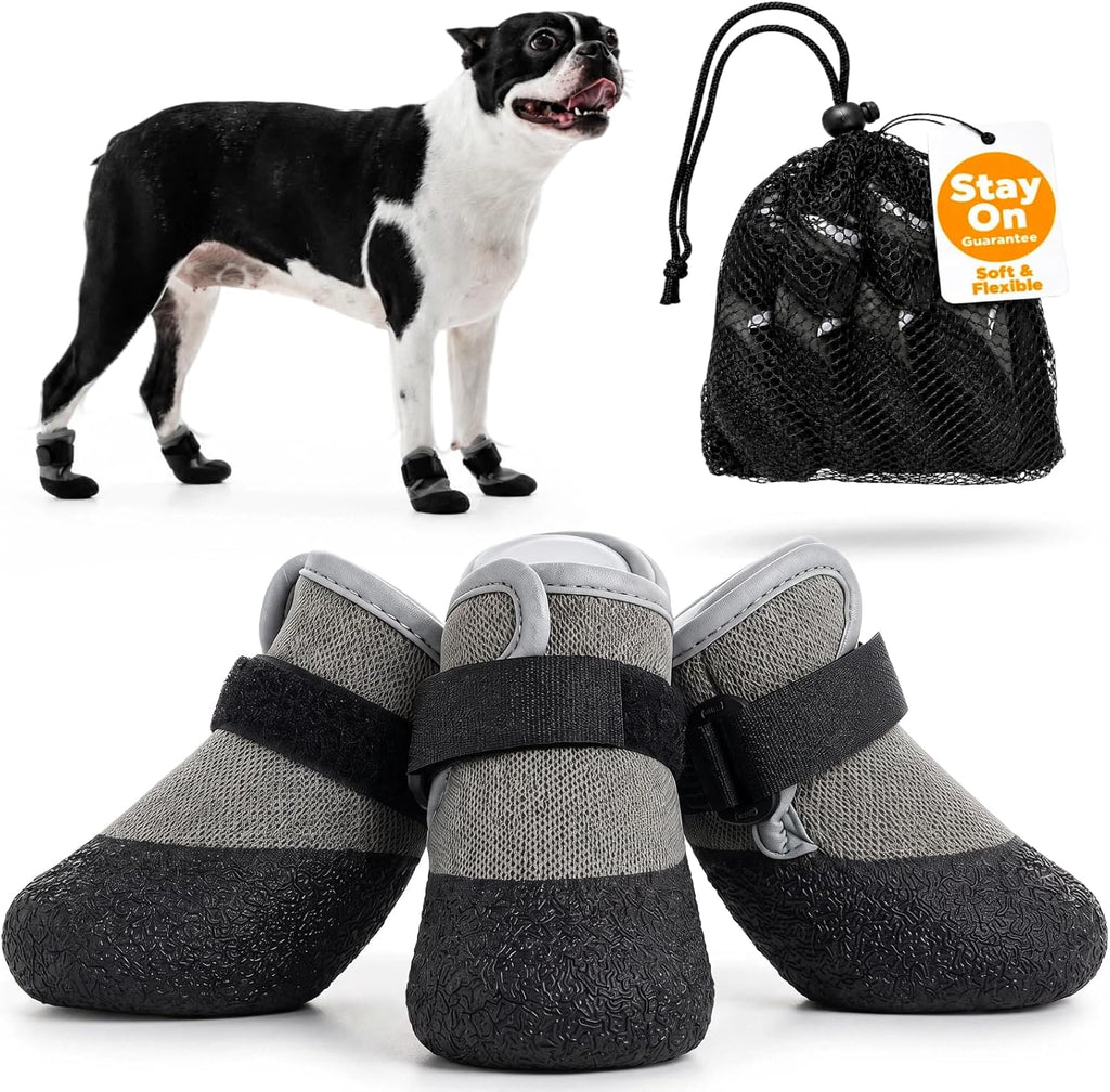 Super-Grippy, Comfortable Sole Dog Summer Shoes for Hot Pavement, S | Stay-On Dog Rain Booties with a Dewclaw-Friendly, Pet Boots for Hiking & Running, Puppy Waterproof Shoes for Small Dogs Paws